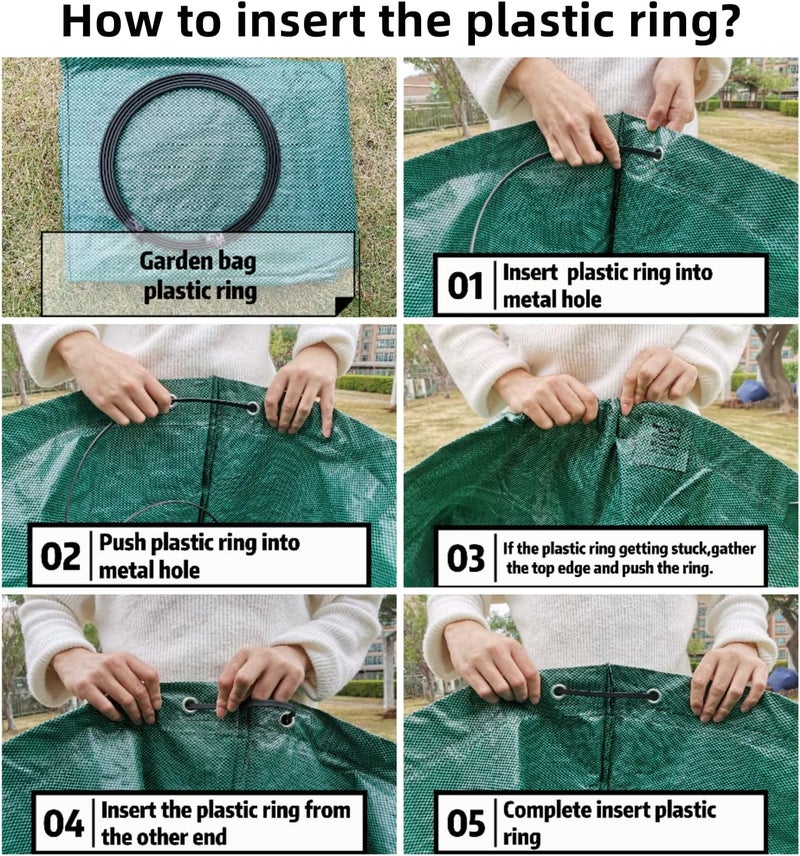 Pilntons 4 Pack 137 Gallons Reusable Yard Waste Bags with Double Bottom Layer Extra Large Leaf Lawn Bags Reusable Heavy Duty With 4 Reinforced Handles Garden waste Bags for Debris Grass Clipping - Image 4